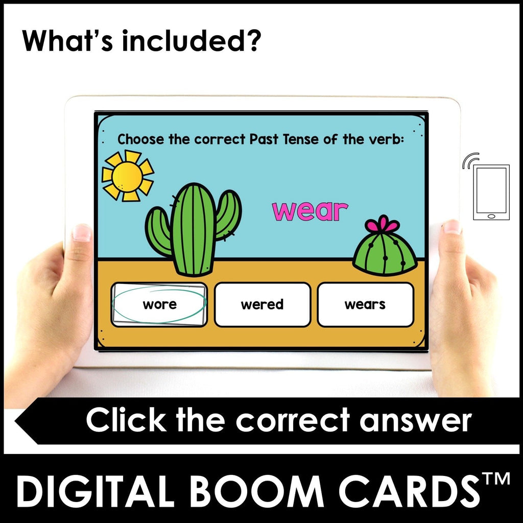 Irregular Verb Boom Cards™ Past Tense Digital Task Cards (Desert Theme) - Hot Chocolate Teachables