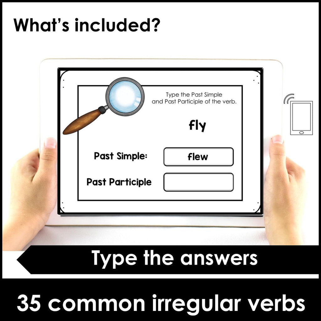 Irregular Verb Detective BOOM CARDS™: Past Tense and Past Participle (Set 2) - Hot Chocolate Teachables