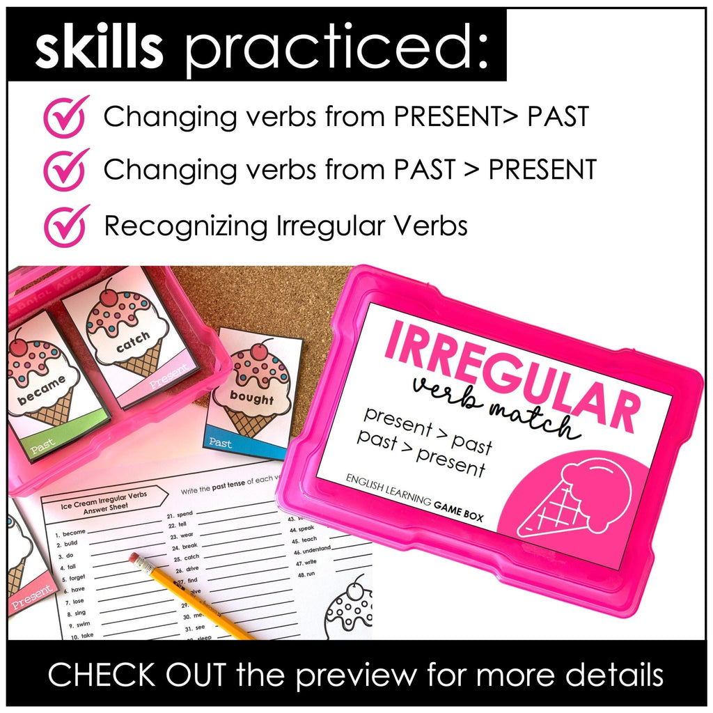 Irregular Verb Game - SLAP IT - Past Simple Grammar Game Box - Hot Chocolate Teachables
