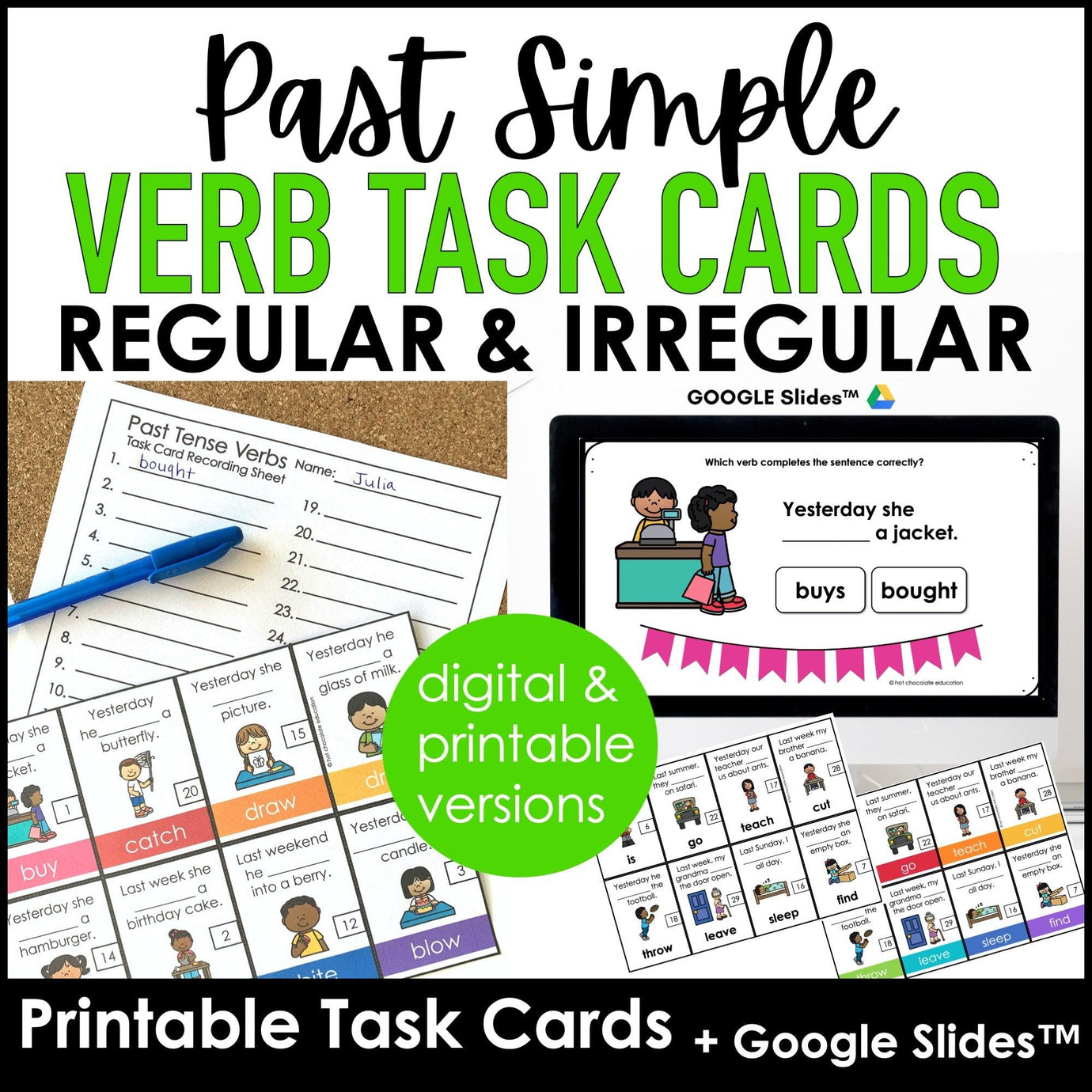 Irregular Verb Task Cards : Past Simple