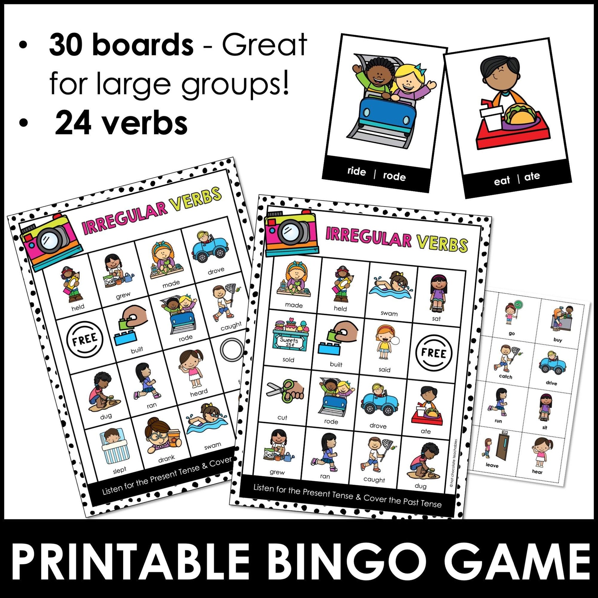 Irregular Verbs Bingo Game Past Tense Verbs Flashcards Irregular verbs bingo game past tense verbs flashcards