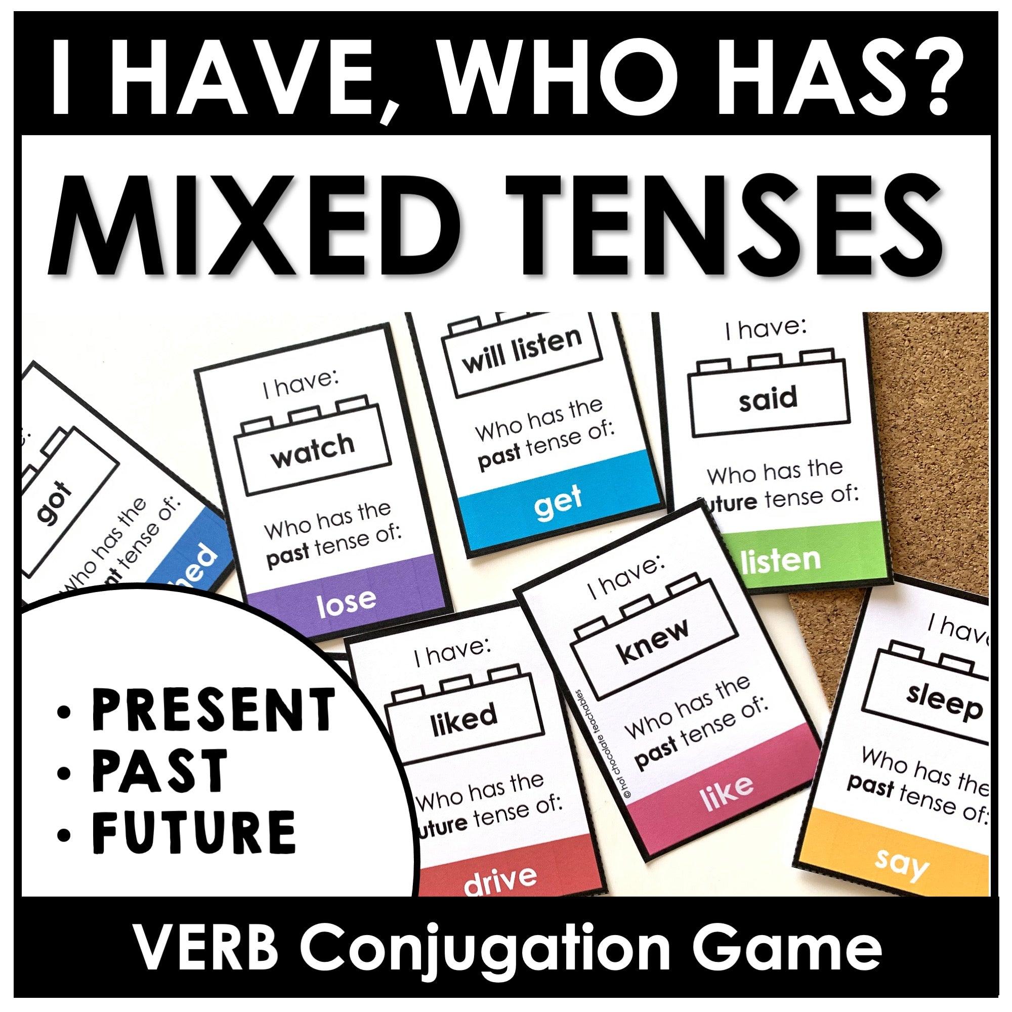 Present, Past, Future Tenses - I have, Who has? Card Game