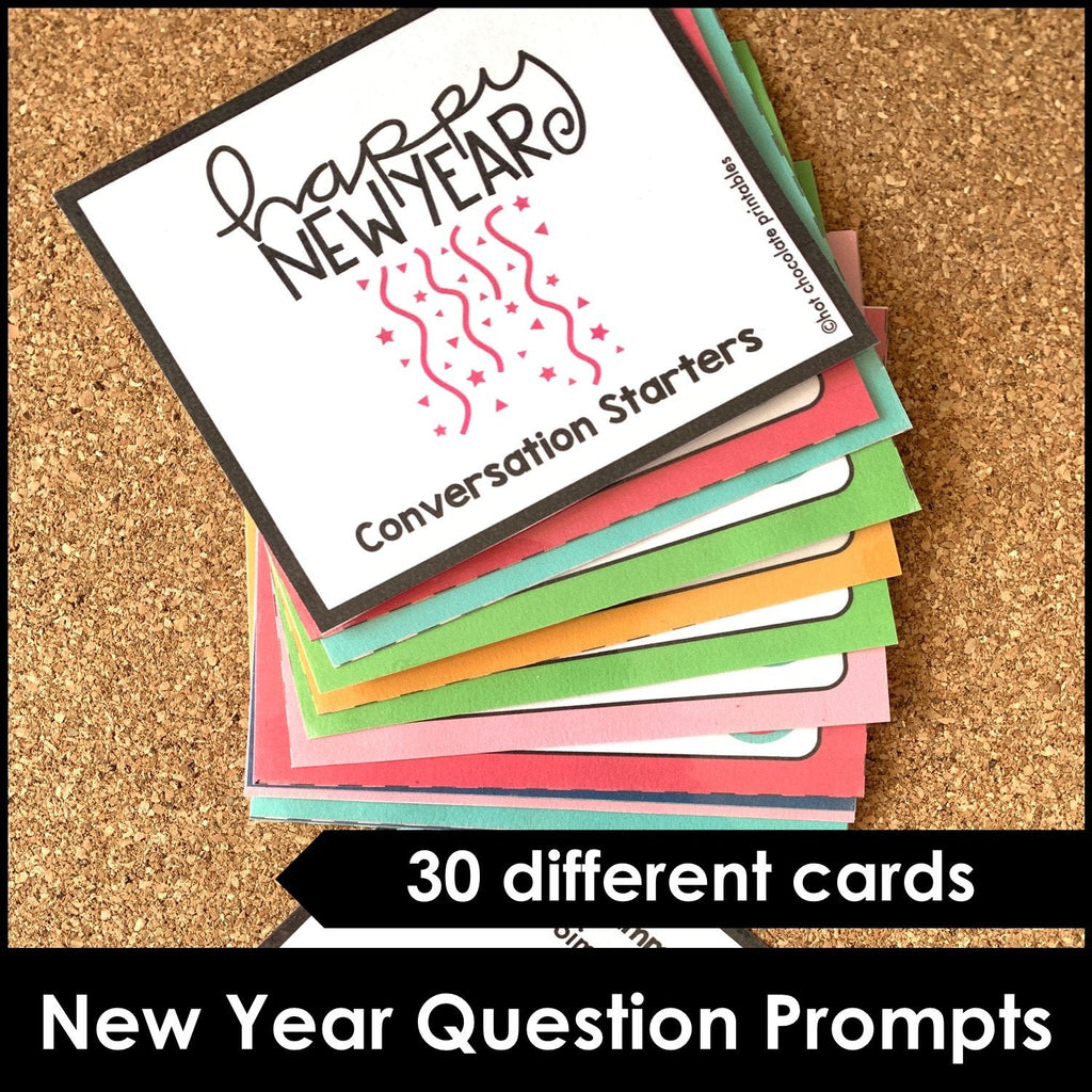 New Year Conversation Questions : Simple Present & Simple Past - Hot Chocolate Teachables