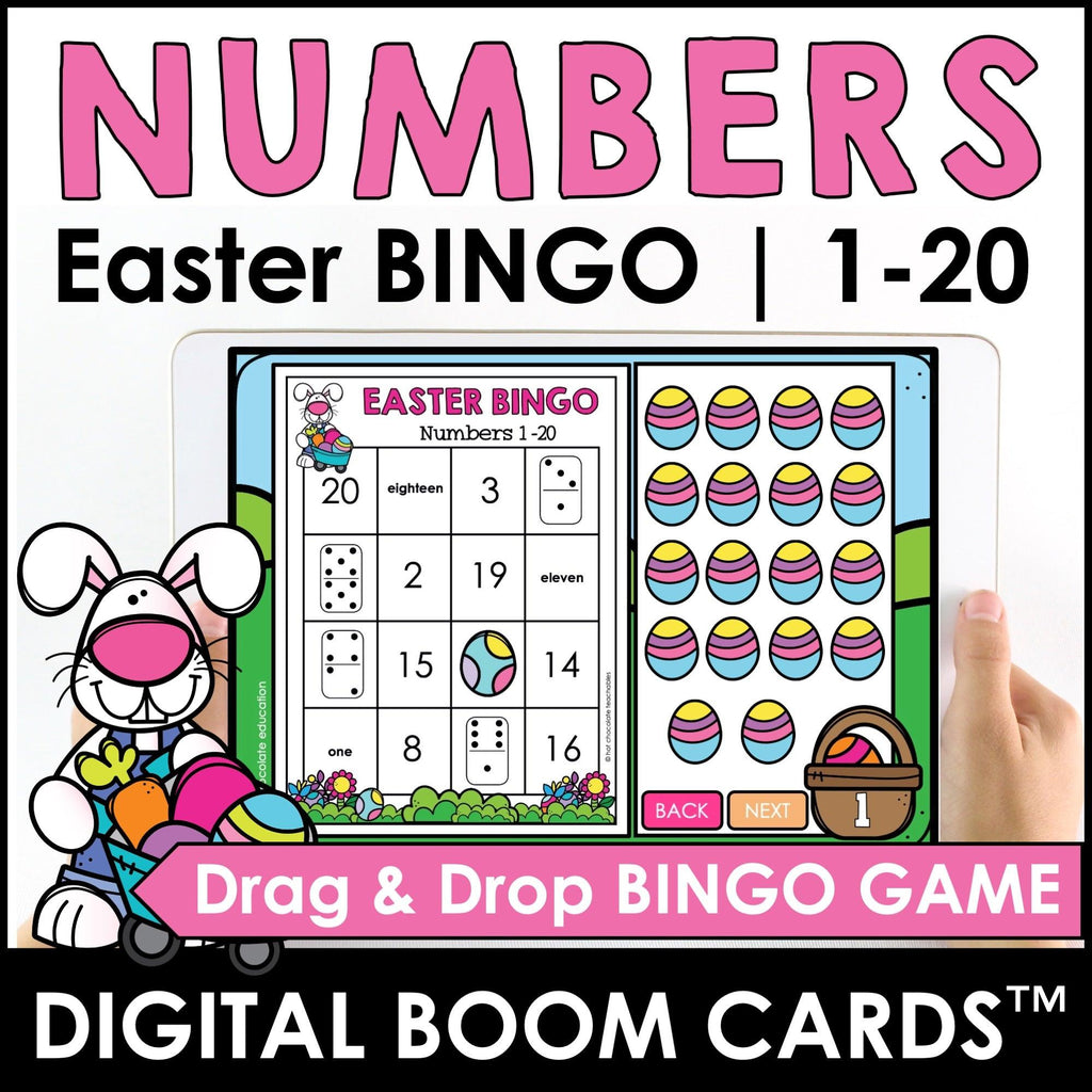 Number Fluency 1 to 20 - Easter Digital Bingo Game | Boom Cards™ - Hot Chocolate Teachables