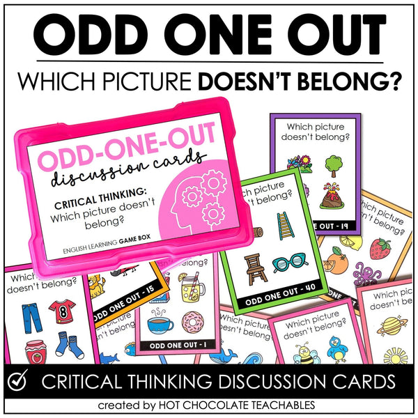 ODD ONE OUT | Which picture doesn't belong? Speaking and Discussion Task Cards - Hot Chocolate Teachables