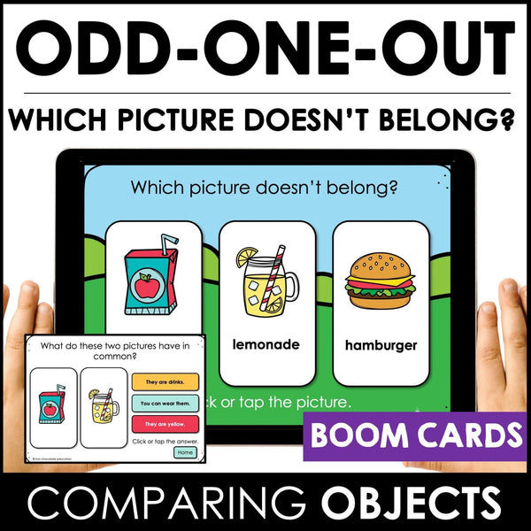 ODD ONE OUT | Which picture doesn't belong? Vocabulary BOOM CARDS™ - Hot Chocolate Teachables