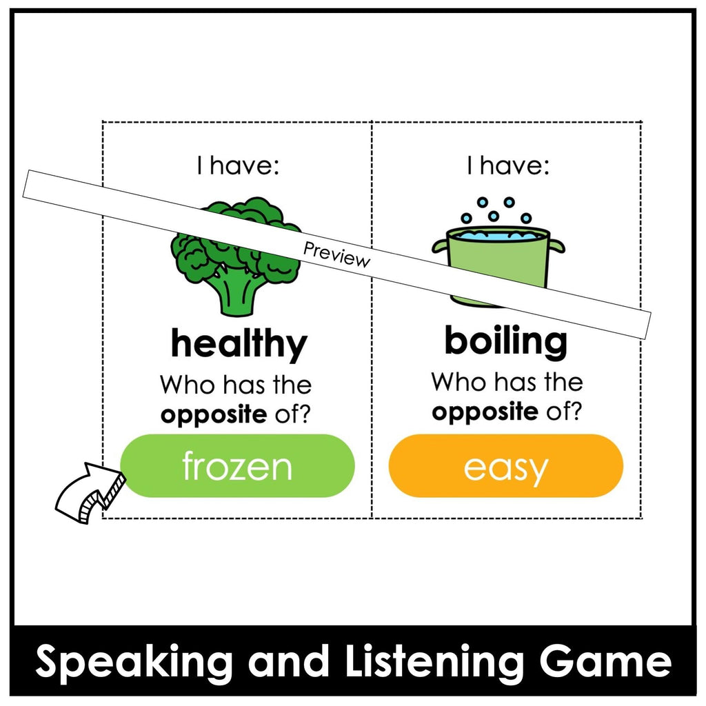 Opposite Words Card Game - I have-Who Has? Antonyms - Hot Chocolate Teachables