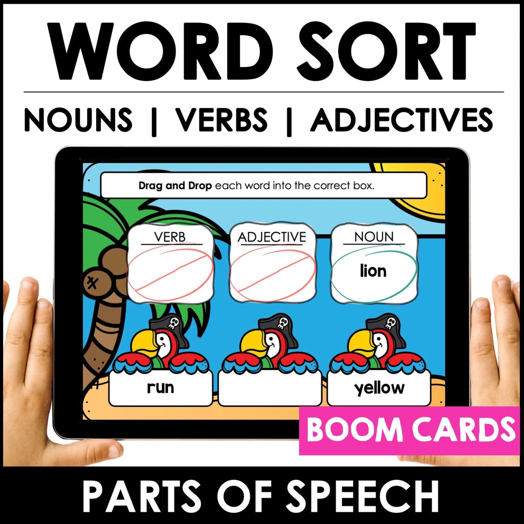 Parts of Speech Boom Cards™ Digital Interactive Task Cards - Hot Chocolate Teachables