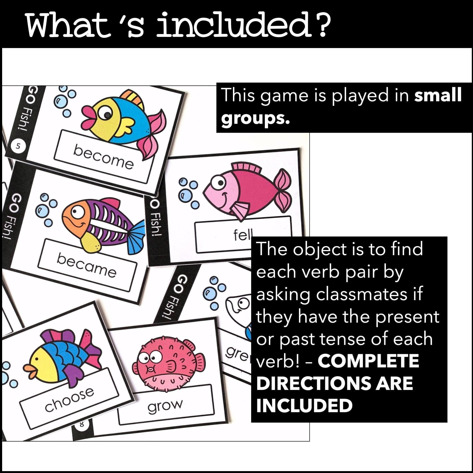 Past Tense Irregular Verbs - GO FISH Card Game for ESL / EFL / ELL - Hot Chocolate Teachables