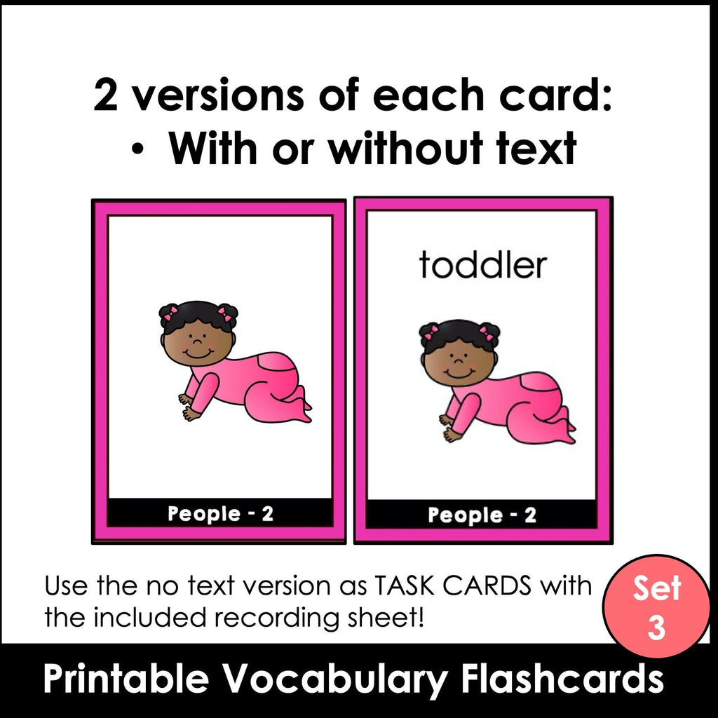 People Flashcards: Jobs & Family Vocabulary ESL Task Cards - Flash Cards - Hot Chocolate Teachables