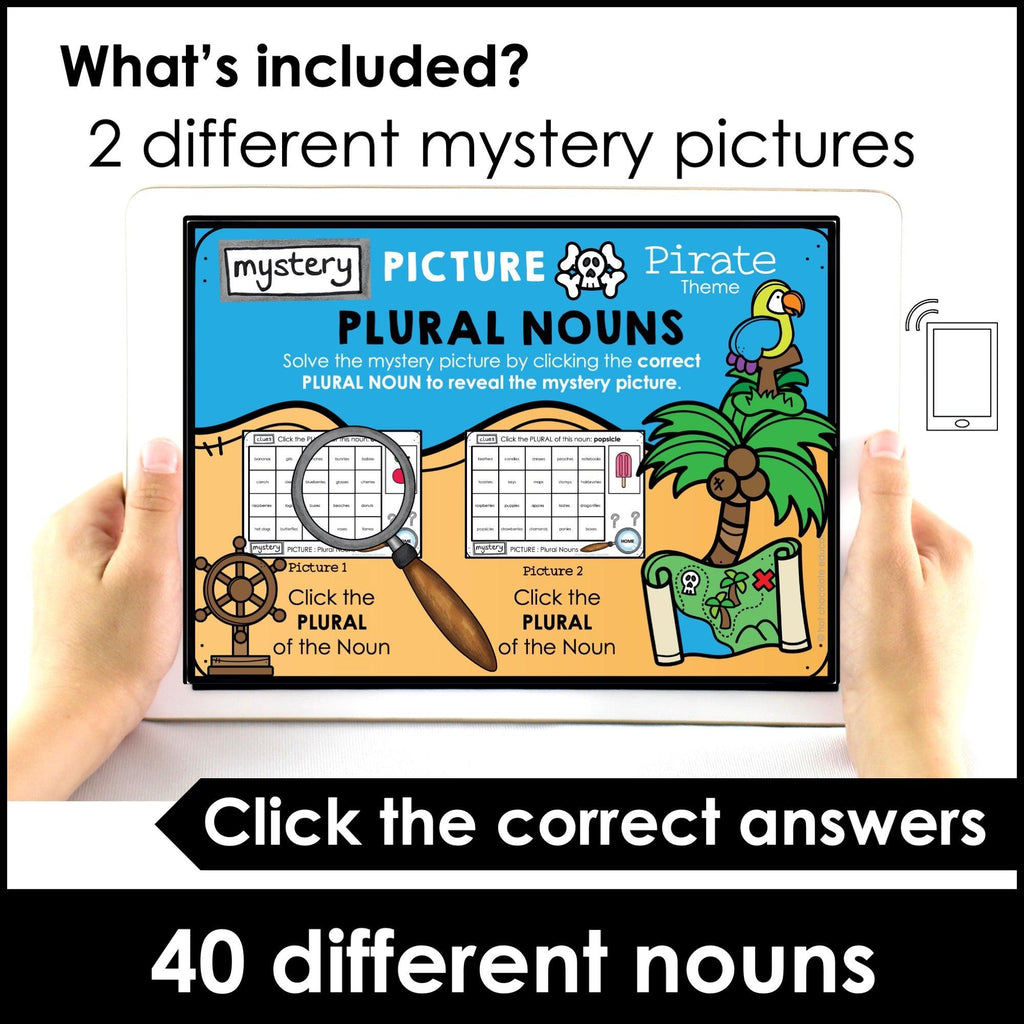 Plural Noun Mystery Picture - Boom Cards - Hot Chocolate Teachables