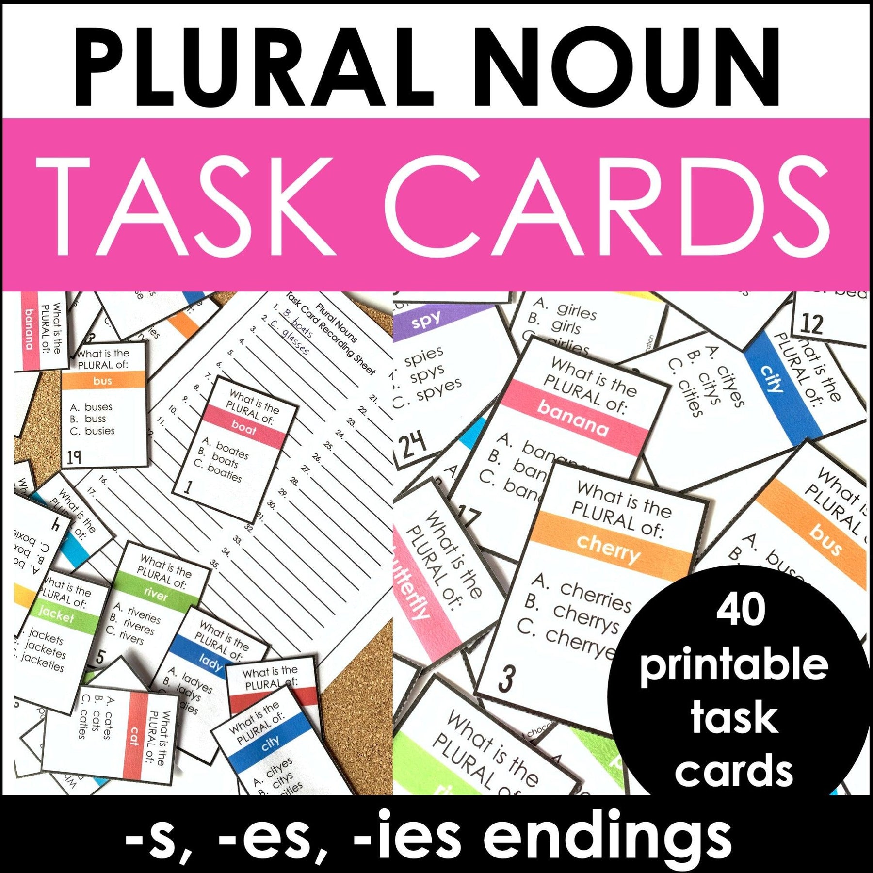 Noun Task Plural Nouns - Hot Chocolate Teachables