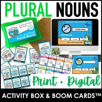 Plural Nouns | Go Fish Card Game | Printable Task Cards & Boom Card™ Bundle - Hot Chocolate Teachables