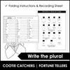 Plural Nouns | Spelling Patterns -s, -es, -ies endings - Fortune Teller - Hot Chocolate Teachables