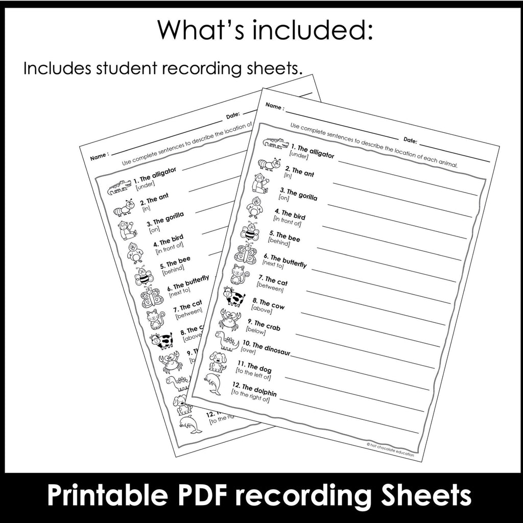 Prepositions of Place - Activity Cards & Google Slides™ - Hot Chocolate Teachables