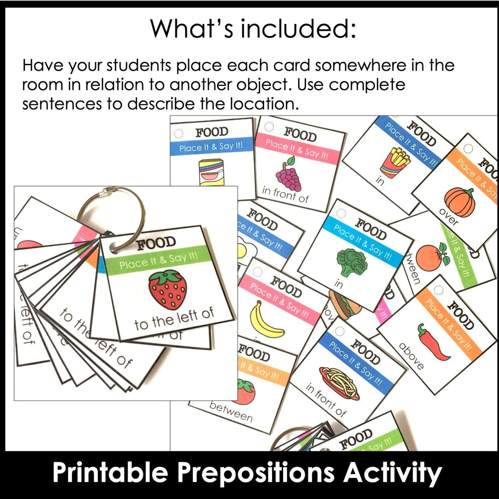 Prepositions of Place - Activity Cards & Google Slides™ (Food theme) - Hot Chocolate Teachables