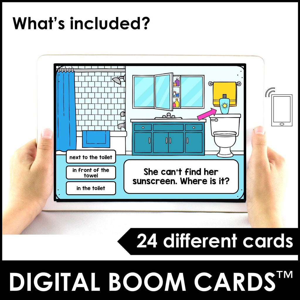Prepositions of Place Boom Cards™ Digital Task Cards - Hot Chocolate Teachables