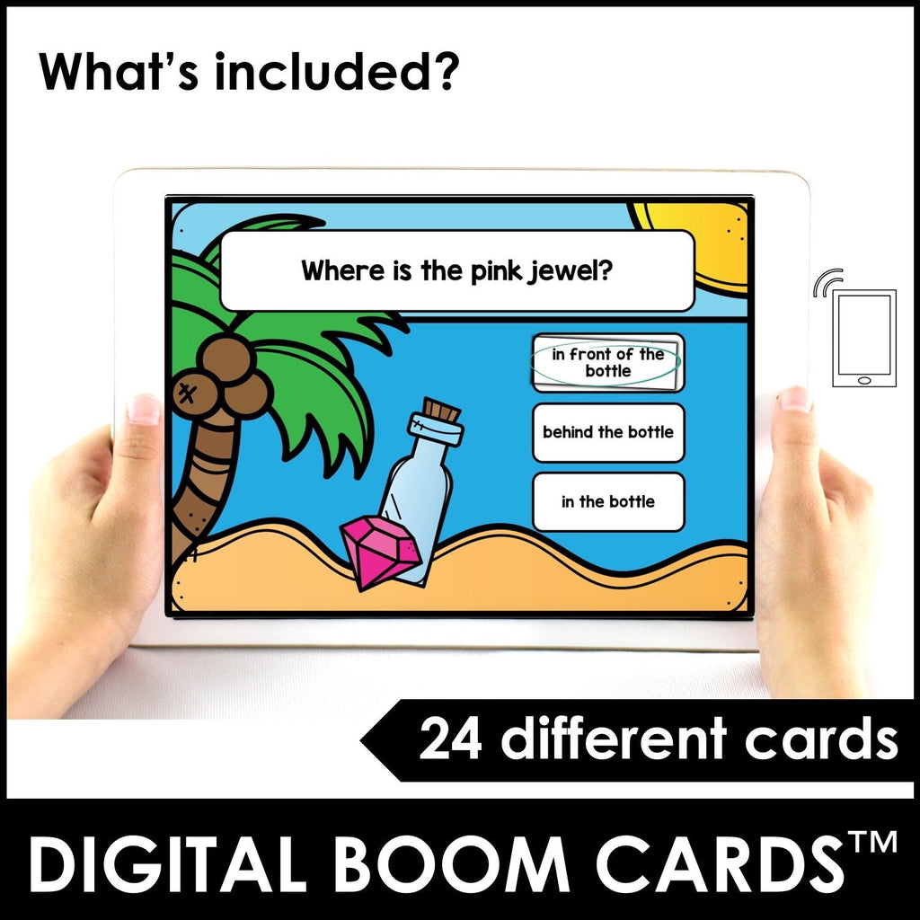 Prepositions of Place Boom Cards™ Pirate Theme Digital Task Cards - Hot Chocolate Teachables