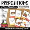 Prepositions of Place Matching Cards: Fall / Autumn Prepositional Phrase Match - Hot Chocolate Teachables
