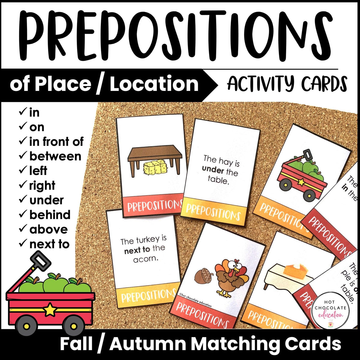 Fall Prepositions of Place Matching Cards – Hot Chocolate Teachables