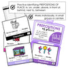 Prepositions of Place Task Cards - in, on, under, next to, between, in front of - Hot Chocolate Teachables