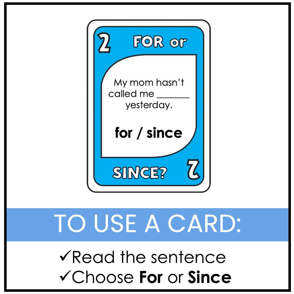 Present Perfect with For & Since | Uno Style Card Game - Hot Chocolate Teachables