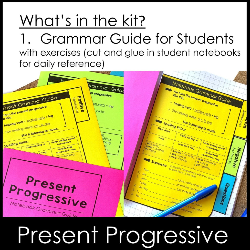 Present Progressive Lesson Kit | Everything you need to teach Present Continuous - Hot Chocolate Teachables