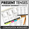 Present Tense Verb Notebook Reference + Verb Conjugation Worksheets - Hot Chocolate Teachables