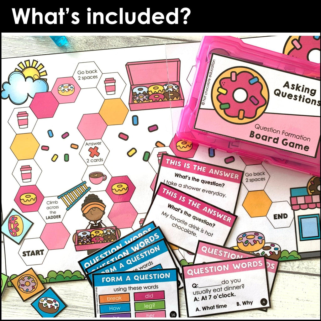 Question Building Board Game | WH Questions / Forming Questions - Hot Chocolate Teachables