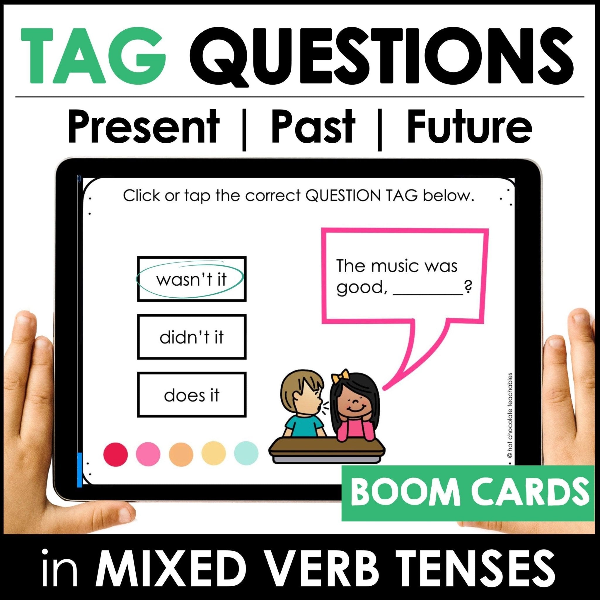 Question Tags - Boom Cards - Hot Chocolate Teachables
