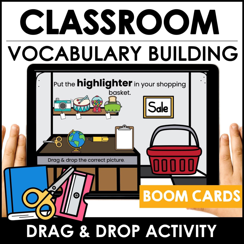 School and Classroom - ELL / ESL Vocabulary Building Digital Activity | Boom Cards™ - Hot Chocolate Teachables