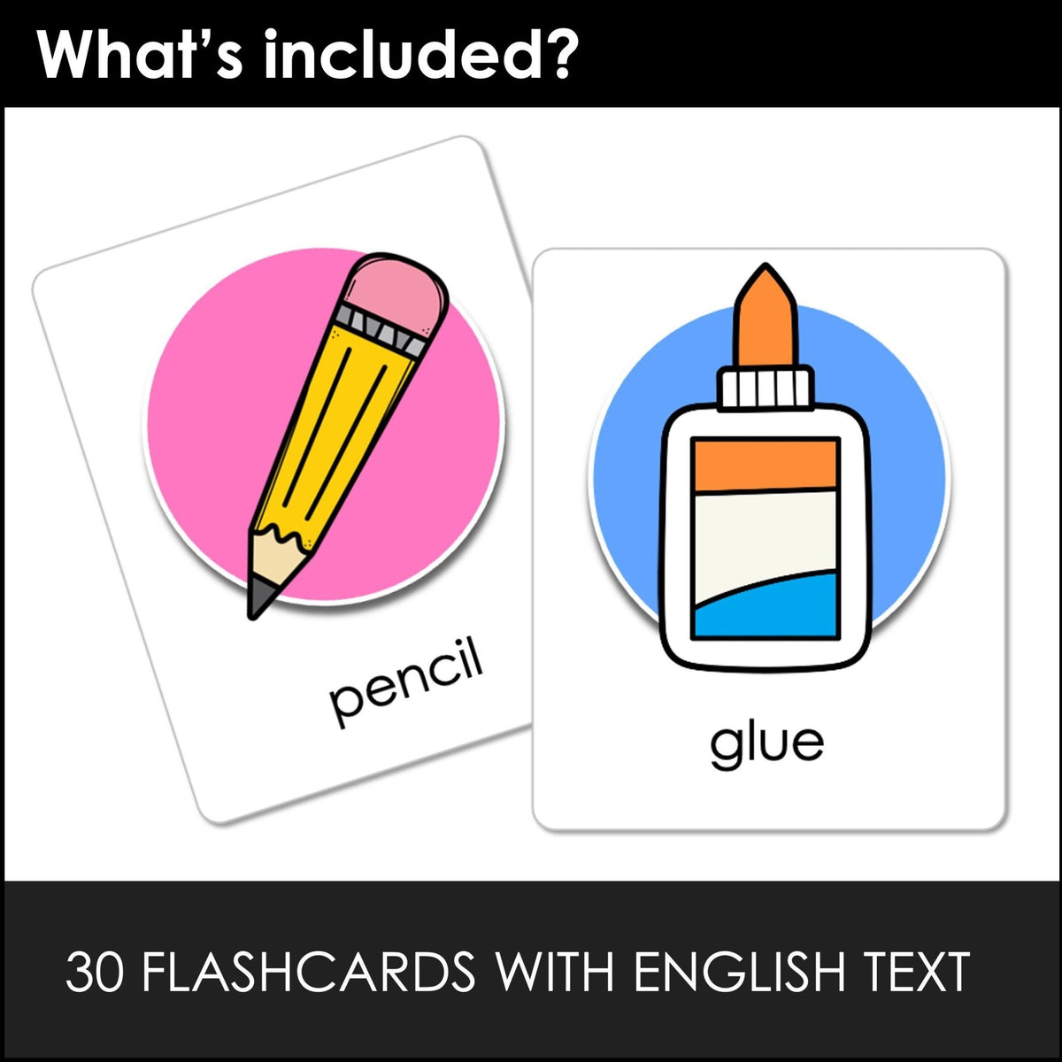 Flash Cards Text Editable School & Classroom Flashcards - Vocabulary Cards