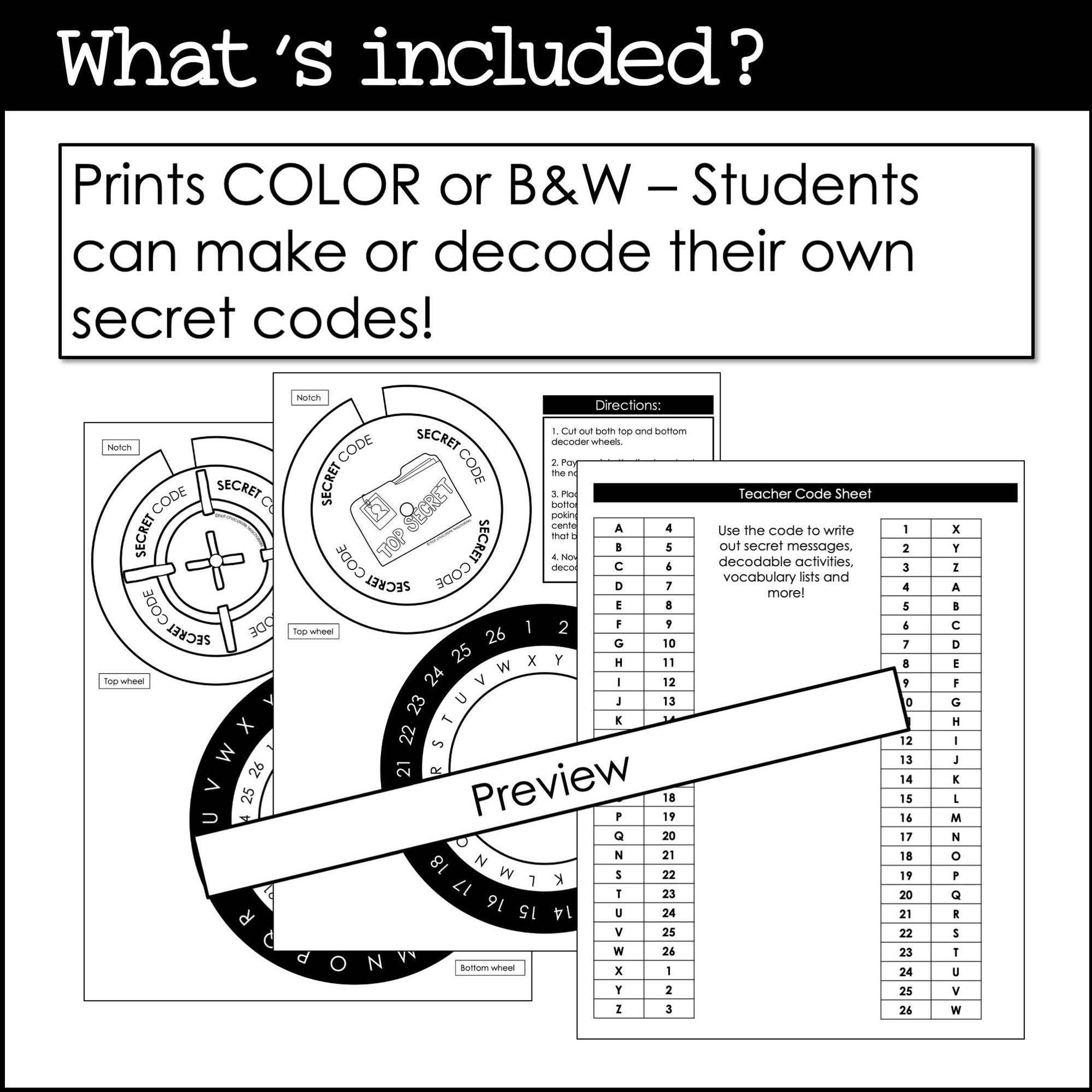 Alphabet Number Cipher Wheel | Secret Decoder – Hot Chocolate Teachables