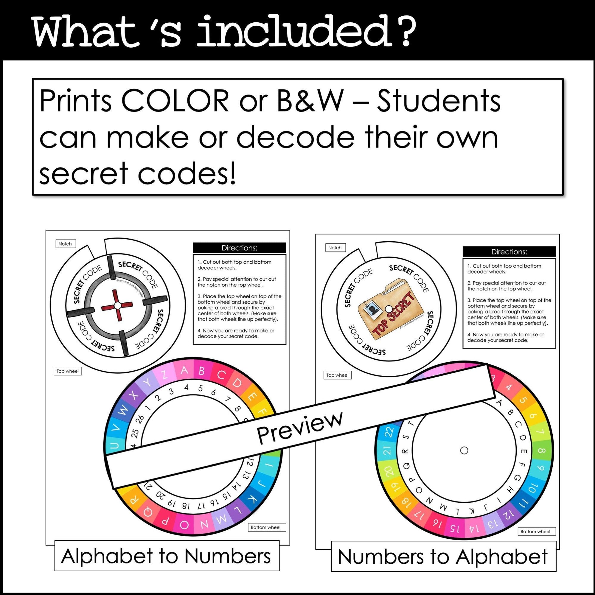Alphabet Number Cipher Wheel | Secret Decoder – Hot Chocolate Teachables