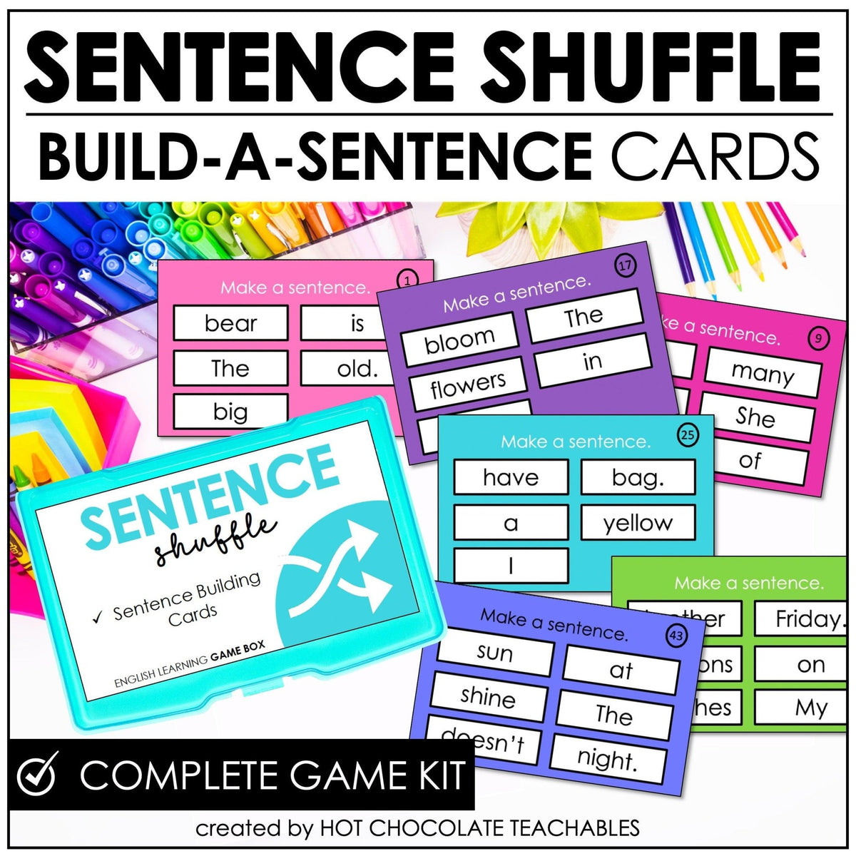 Sentence Creating Game Sentence Building Activity Cards - Present Simple Game