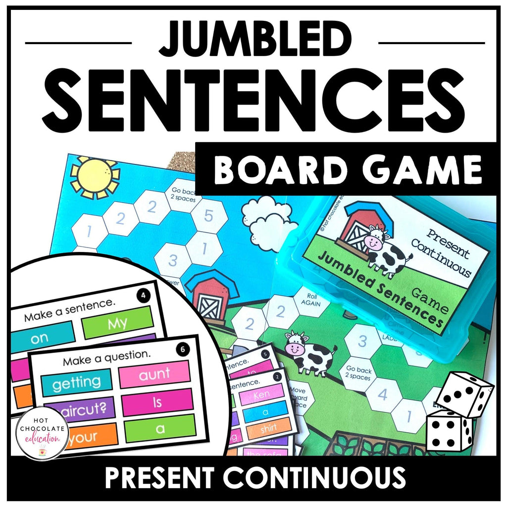 Sentence Building & Answering Questions Board Games BUNDLE - Hot Chocolate Teachables