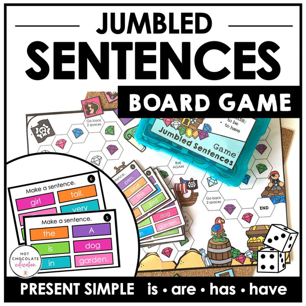 Sentence Building Board Game | Simple Present Verbs : BE & HAVE - Hot Chocolate Teachables