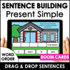 Sentence Building | Present Simple Sentences: Boom Cards - Hot Chocolate Teachables
