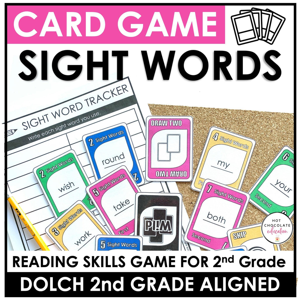Sight Word Card Game | 2nd Grade Dolch Aligned - Plays like UNO - Hot Chocolate Teachables