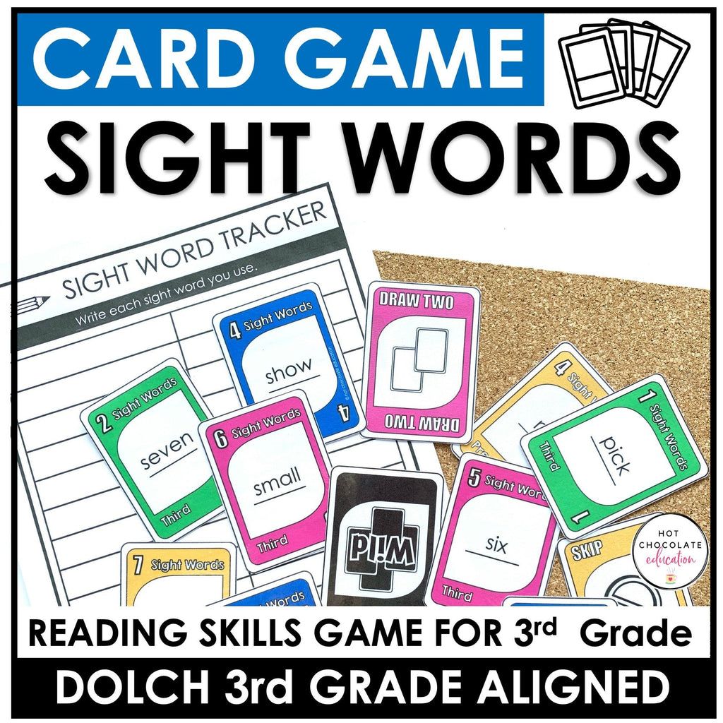 Sight Word Card Game | 3rd Grade Dolch Aligned - Plays like UNO - Hot Chocolate Teachables