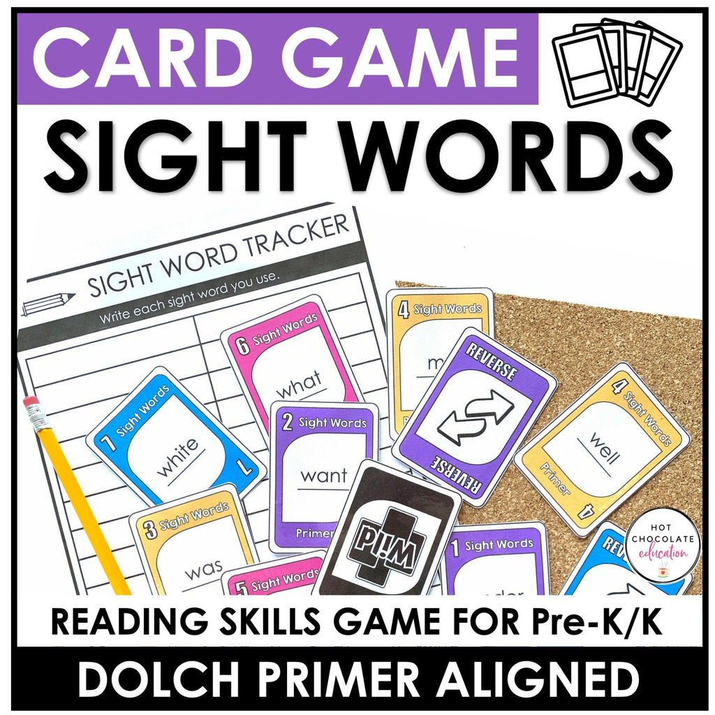 Sight Word Card Game | Primer Dolch Aligned - Plays like UNO - Hot Chocolate Teachables