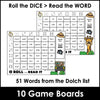 Sight Words Roll & Read Activity Boards - Dolch Primer List - Hot Chocolate Teachables