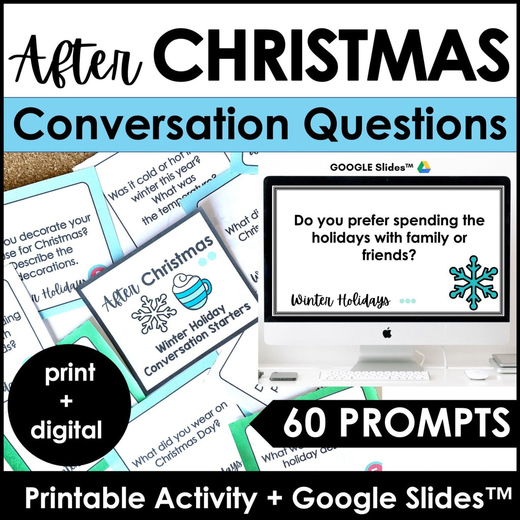 Speaking Practice After Christmas Conversation Question Prompts - Hot Chocolate Teachables