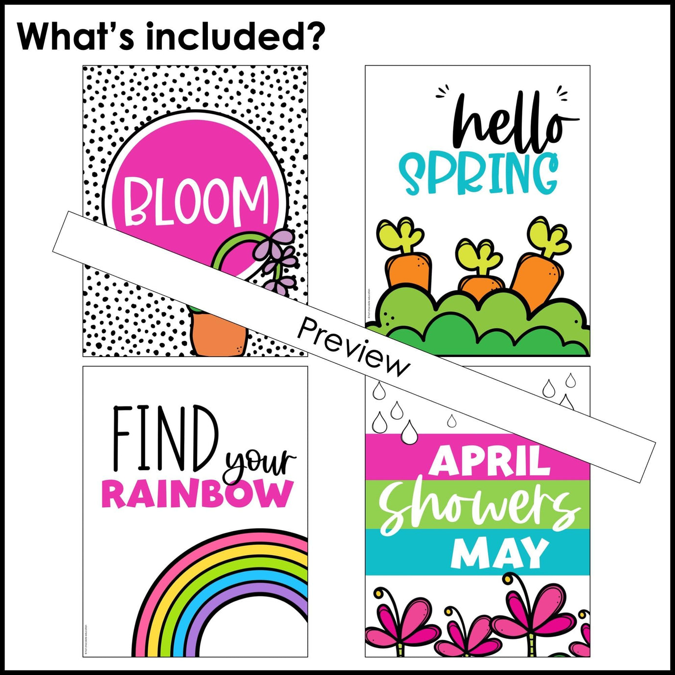 Spring Classroom Posters - Bulletin Board Decor Set
