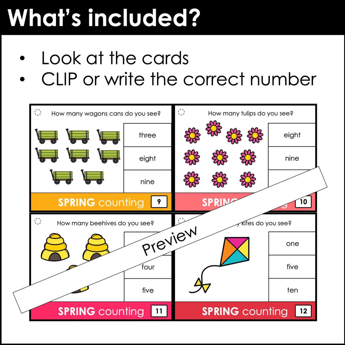 Homework Spring Counting Spring Counting Task Cards 1-10 - Number Practice