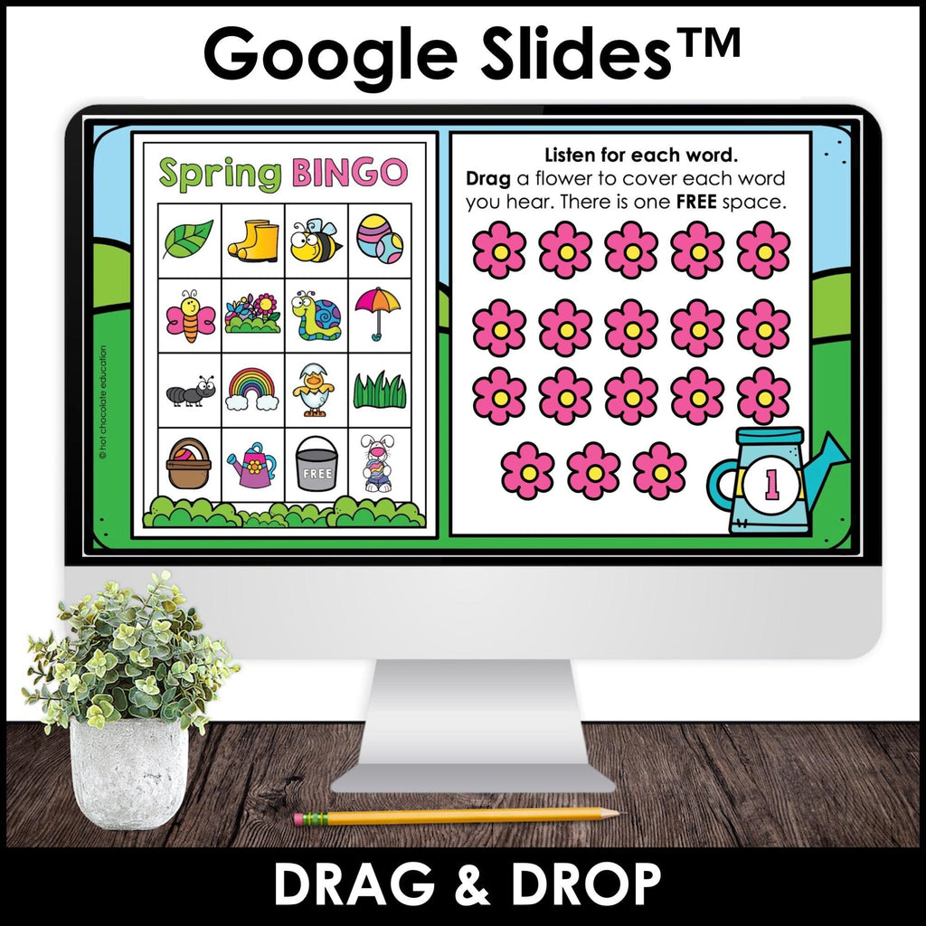 Spring - Easter Digital BINGO Game - Vocabulary Building - Google Slides™ - Hot Chocolate Teachables