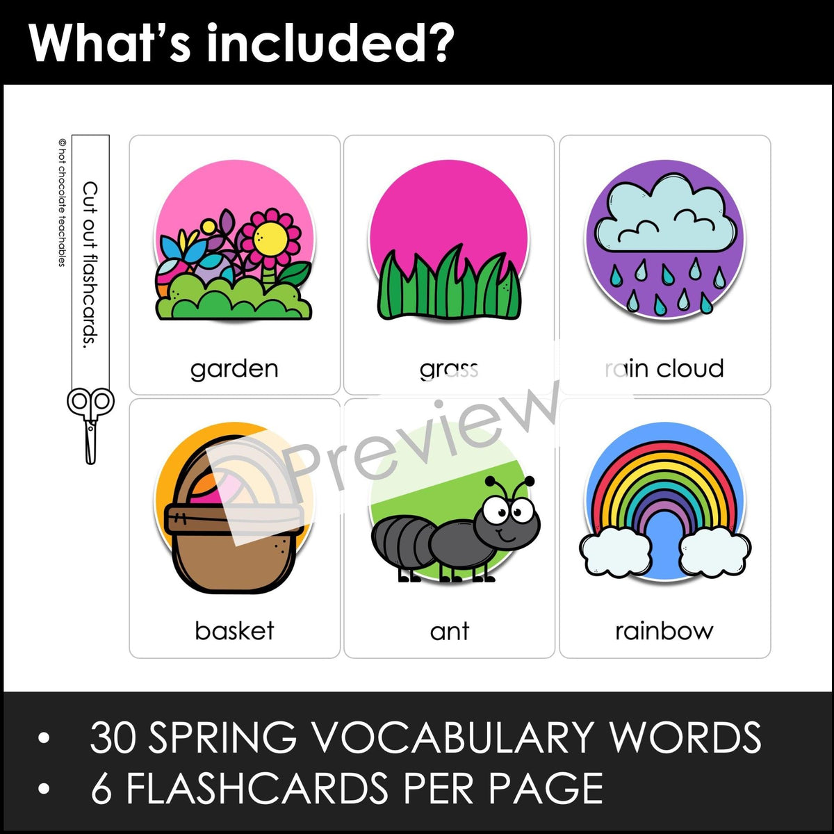 Spring & Easter Flashcards - Editable Vocabulary Word Cards