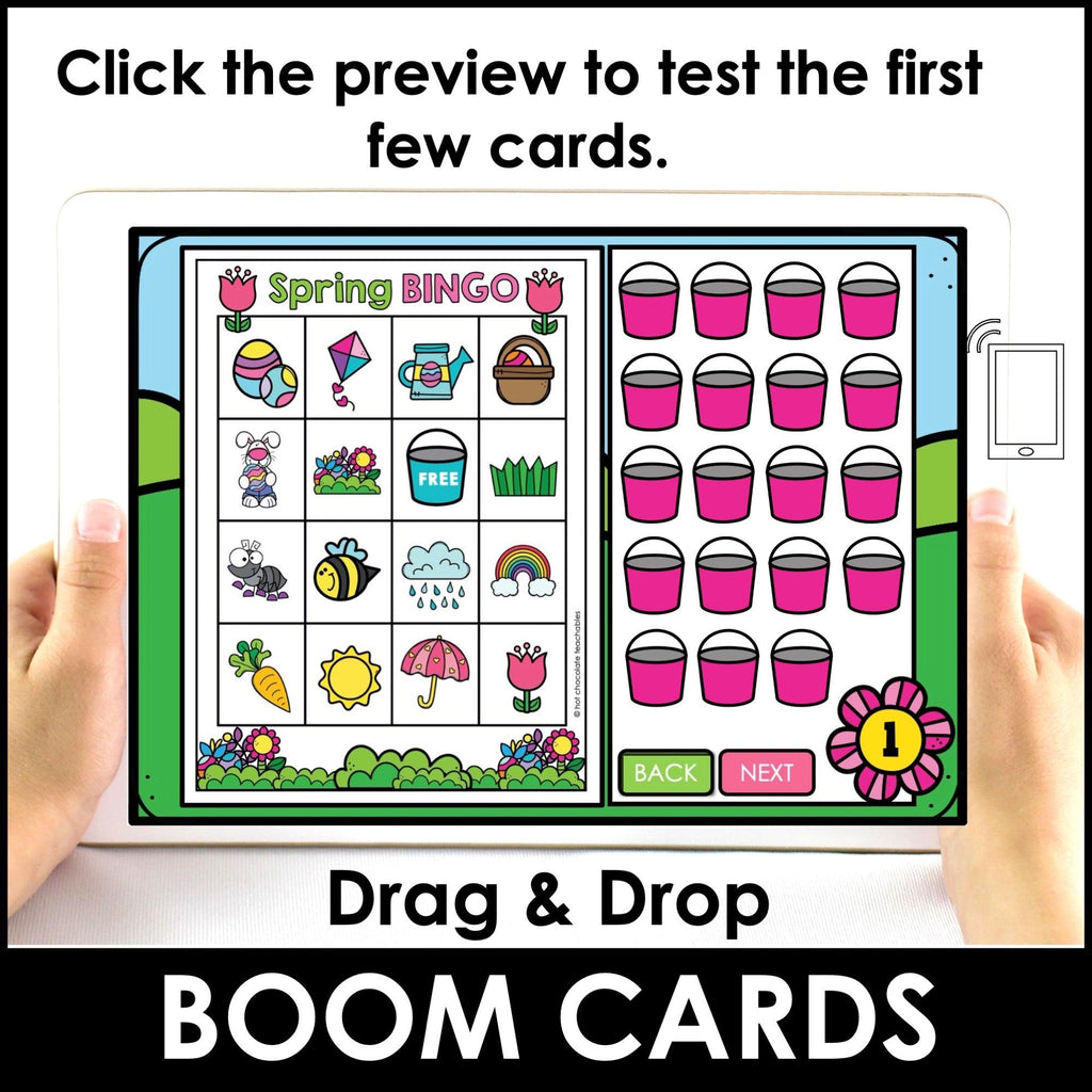 Spring - Easter Vocabulary Digital Bingo Game | Boom Cards™ - Hot Chocolate Teachables