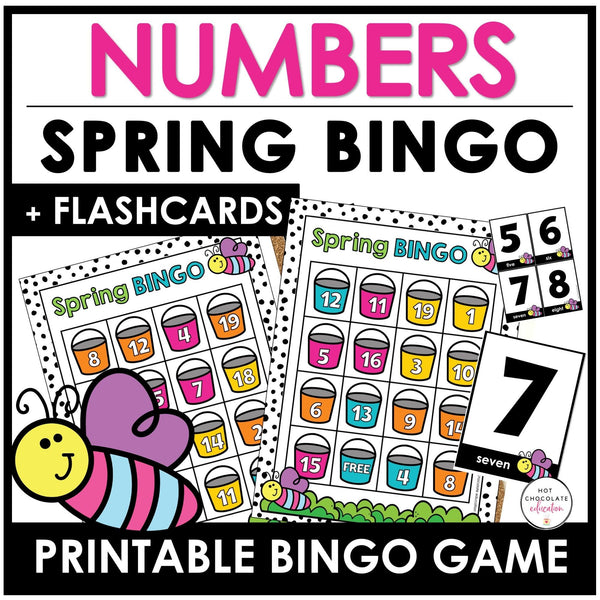 SPRING Number Recognition 1-20 Bingo Game - Hot Chocolate Teachables