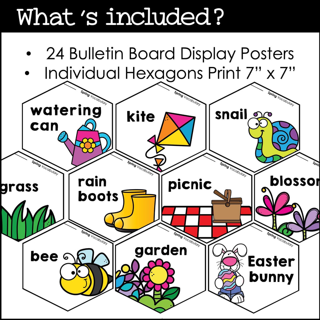 Spring Vocabulary Word Posters | ESL Bulletin Board Display - Word Wall - Hot Chocolate Teachables